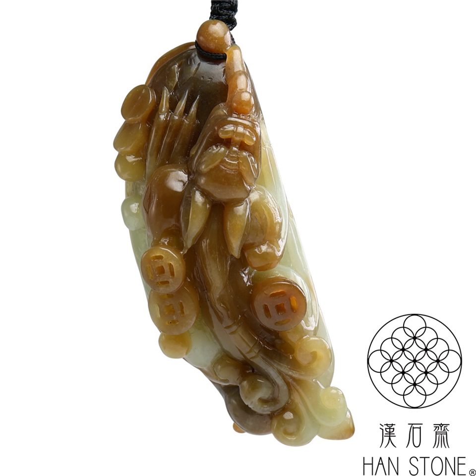 漢石齋】天然和田玉貔貅玉佩手把件白玉帶糖(34*88*30mm)|擺件/把玩