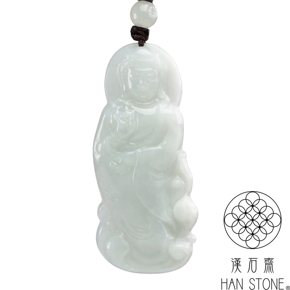 漢石齋】天然翡翠A貨觀音玉佩項鍊冰糯種(23*53*6mm)|觀音|ETMall東森購物網