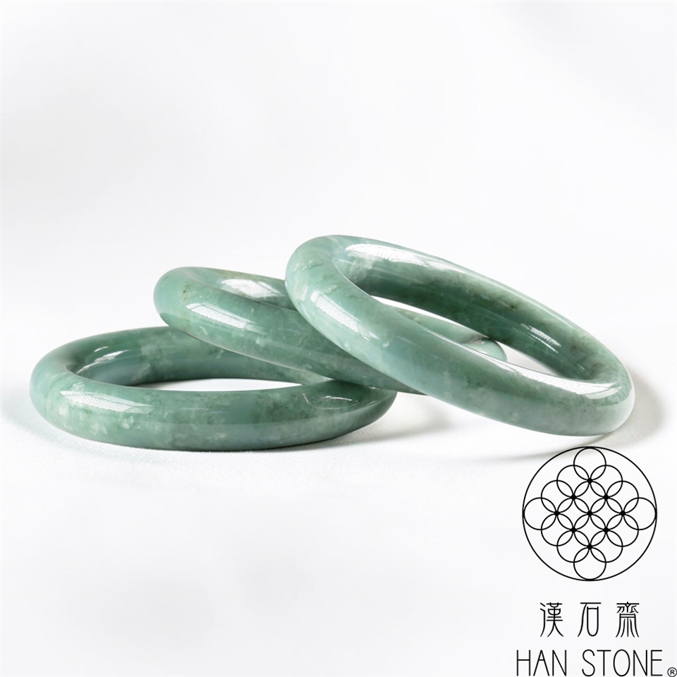 漢石齋】天然翡翠A貨圓條手鐲玉鐲藍水種飄花福利品(版寬11.5mm以上)|17