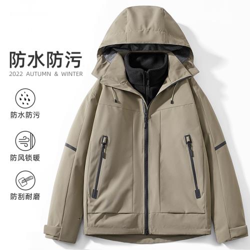 沖鋒衣男秋冬季兩件套三合一可拆卸防水防風大碼加絨加厚保暖外套