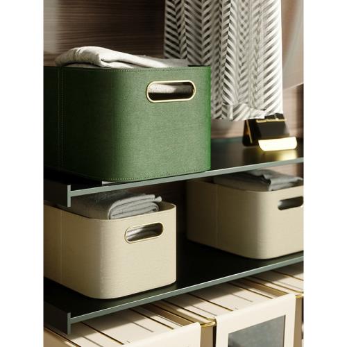 歐式臥室衣服收納箱衣帽間儲物整理箱皮質家用玩具零食衣物收納筐