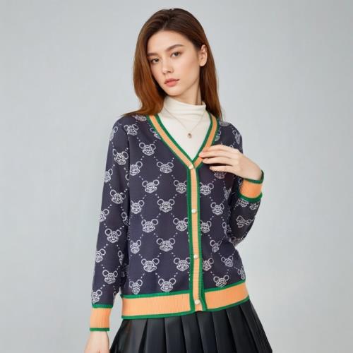 秋季米奇提花針織開衫外套