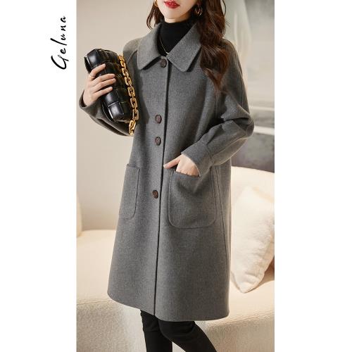 (免運)2025秋冬季新款100羊毛大衣休閑簡約中長雙面零羊絨毛呢外套女裝