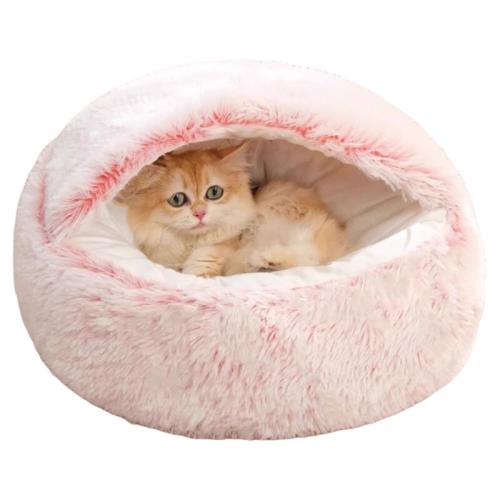 冬季保暖貓窩貝殼半封閉寵物貓床半包圍狗窩床封閉式長毛絨貓咪窩