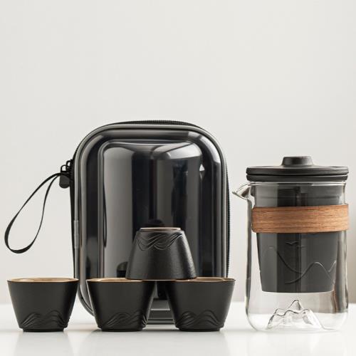 (免運)便攜式旅行茶具小套裝隨身戶外露營快客杯一壺四杯泡茶壺喝茶裝備