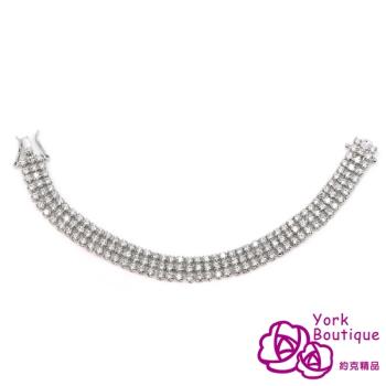【約克精品】纏綿方晶鋯石純銀包銠白金手鍊