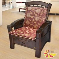 【凱蕾絲帝】木椅通高支撐加厚里昂玫瑰紅連體L型坐墊(6入)
