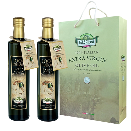 FARCHIONI法奇歐尼 特級冷壓初榨橄欖油 經典圓瓶禮盒組  