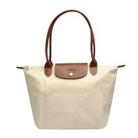 LONGCHAMP 摺疊長提把尼龍水餃包-小-米紙色2605089