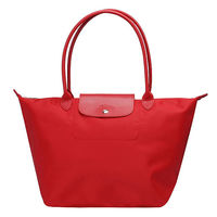 LONGCHAMP Le Pliage Neo系列尼龍長把手提水餃包(大-番茄紅)1899578-642