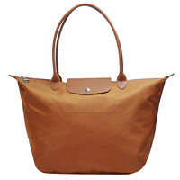 LONGCHAMP Le Pliage Neo系列尼龍長把手提水餃包(大-橙色)1899578-017