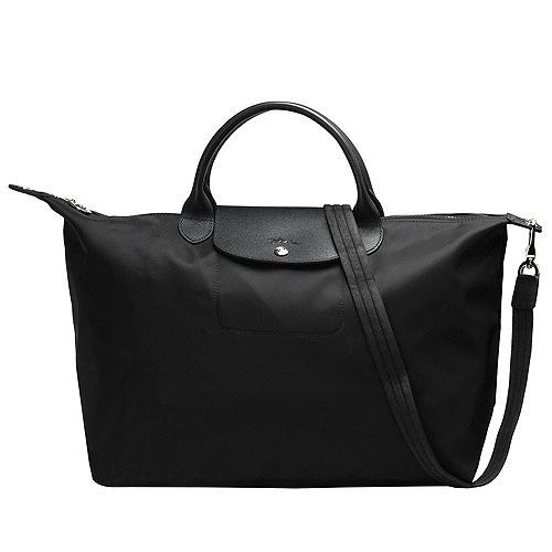 LONGCHAMP Le Pliage Neo系列尼龍短把側背/手提水餃包(大-黑)1630578-001