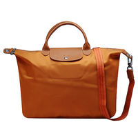 LONGCHAMP Le Pliage Neo系列尼龍短把側背/手提水餃包(大-柿子橘)1630578-017