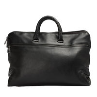 BOTTEGA VENETA 經典編織邊角PVC拼接牛皮手提電腦公事包(黑)B02390685N-BLK
