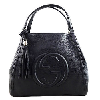 gucci soho全皮大g logo压纹流苏鍊带拉鍊肩背托特包(蓝) 的价格比较