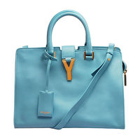 YSL Petit Cabas Y字金屬LOGO小牛皮手提/斜背醫生包(小-天空藍)311210-BJ50J-4908
