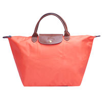 LONGCHAMP 新色上市短把尼龍水餃包(中-珊瑚色)1623089-589