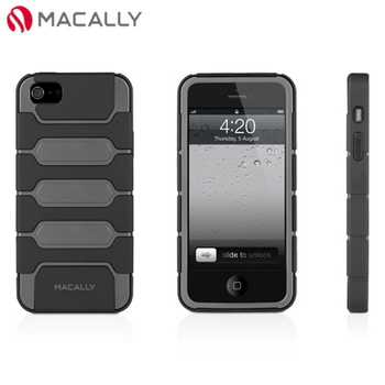 【Macally】iPhone 5/5S多功能腰夾站立式保護套-黑灰(TANK5G)