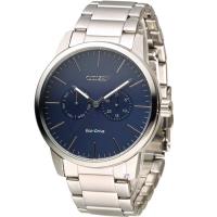 星辰 CITIZEN Eco Drive 光動能穩重風範時尚腕錶 AO9040-52L 藍