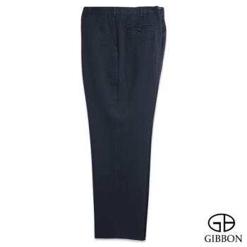 GIBBON 大尺碼超細纖維質感平口西裝褲‧暗藍