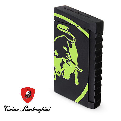 義大利 藍寶堅尼精品 - ILTORO LIGHTER 蠻牛圖騰打火機 (黑綠) ★ Tonino Lamborghini 原廠進口 ★