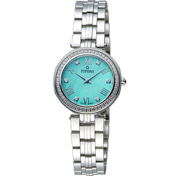 TITONI 梅花錶優雅伊人時尚腕錶 TQ42938S-DB-550 湖水綠