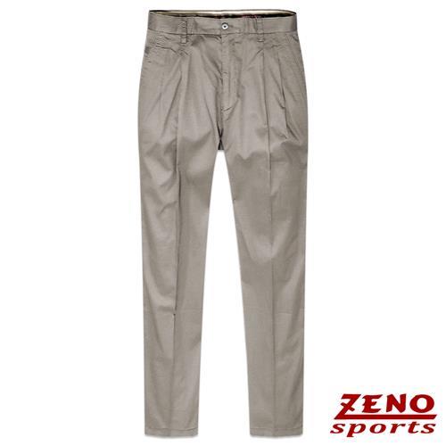 ZENO傑諾 彈性精品素色打摺休閒褲‧灰褐30~42