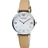 Emporio Armani Ladies 絢麗時尚腕錶 AR1988 白x駝色