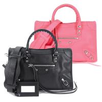 BALENCIAGA巴黎世家Classic Silver City S牛皮小銀釦手提/斜背包(兩色)