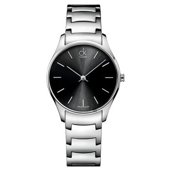 Calvin Klein CK Classic 極簡經典女錶 黑x銀 32mm K4D22141