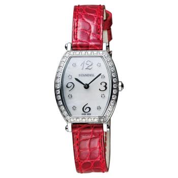 Standel 詩丹麗 優雅系列真鑽女錶 珍珠貝x紅 24mm 6S1604-311DS-WM