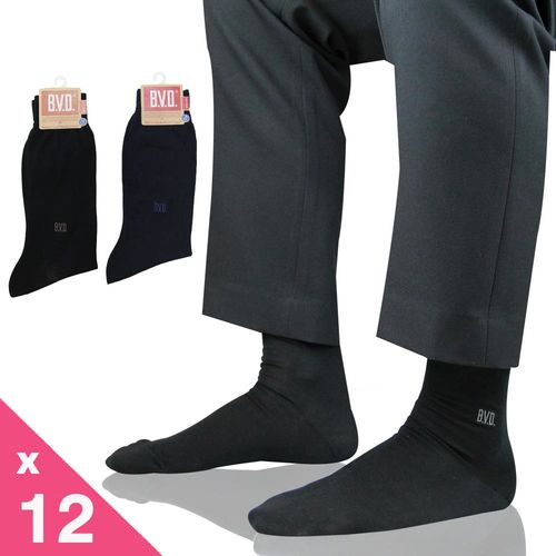 【BVD】素面紳士襪-12雙組(BN101襪子-紳士襪)