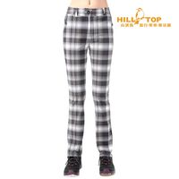 【hilltop山頂鳥】女款吸濕排汗抗UV彈性合身長褲S07FE7黑白格