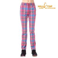 【hilltop山頂鳥】女款吸濕排汗抗UV彈性合身長褲S07FE7粉蜜彩格
