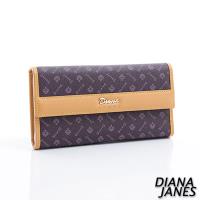 Diana Janes 經典LOGO 牛皮三折長夾-紫