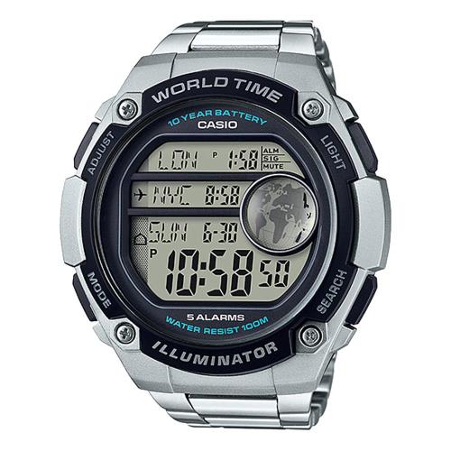 【CASIO】10年電池金屬色系數位腕錶 (AE-3000WD-1A)