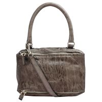 GIVENCHY PANDORA系列銀色LOGO水洗綿羊皮手提/肩背潘朵拉包(小-卡其咖)