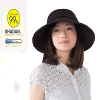 日本sunfamily 降溫涼感抗UV可塑型折邊寬緣防曬帽(黑/波卡圓點)