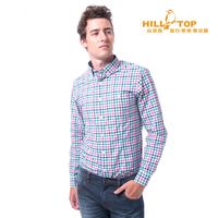 【hilltop山頂鳥】男款吸濕排汗抗UV長袖襯衫S05M60紅綠格