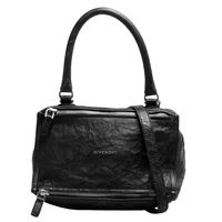 GIVENCHY PANDORA系列銀色LOGO水洗綿羊皮手提/肩背潘朵拉包(小-黑)