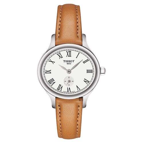 TISSOT天梭 BELLA ORA PICCOLA 系列小秒針女錶 白x卡其色 27mm T1031101603300