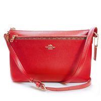 COACH 經典Logo三層斜背包 時尚紅