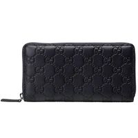 GUCCI 經典Guccissima GG壓紋小牛皮拉鍊長夾(深藍)