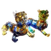 【開運陶源】招財鎮宅琉璃擺飾禮品~~雙神獸(大)貔貅(天鹿)