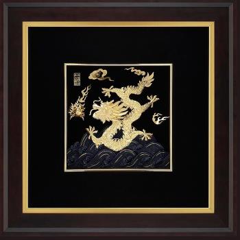 【开运陶源】金箔画 黄金画纯金 ~祥龙献瑞(右幅) 飞黄腾达纯金龙