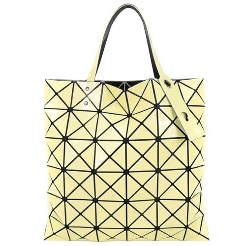 ISSEY MIYAKE 三宅一生 BAOBAO 幾何方格亮面6x6手提肩背包(淺黃)