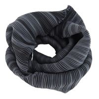 ISSEY MIYAKE 三宅一生 PLEATS PLEASE百褶雙色直紋頸圍(小/深灰x黑)