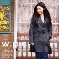 【w.p.c.】雙排釦連帽款。時尚雨衣/風衣(R1019)_黑灰