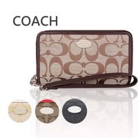 COACH 馬車織布雙層拉鍊手機包/中夾(3色選)-型(網)