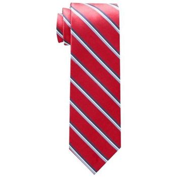 【Tommy Hilfiger】2017男時尚Core紅色系條紋真絲領帶(預購)